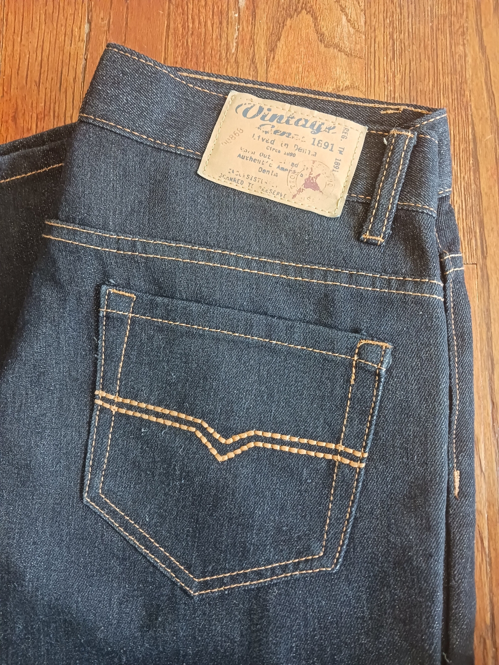 Vintage Dark Blue Men’s Slim Straight Jeans